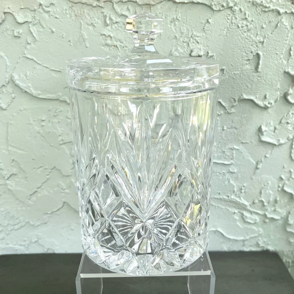 BOHEMIAN Czech Cut Brilliant Crystal Cookie Jar - Picture 1 of 5